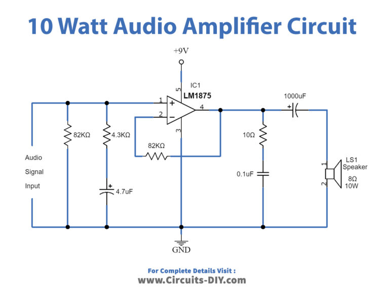 10 Watt Audio Amplifier Circuit using LM1875