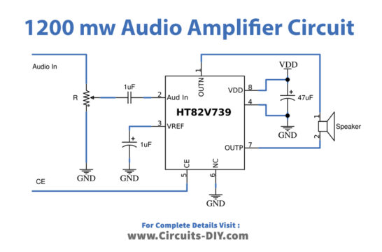 1200 mw Audio Amplifier Circuit using HT82V739