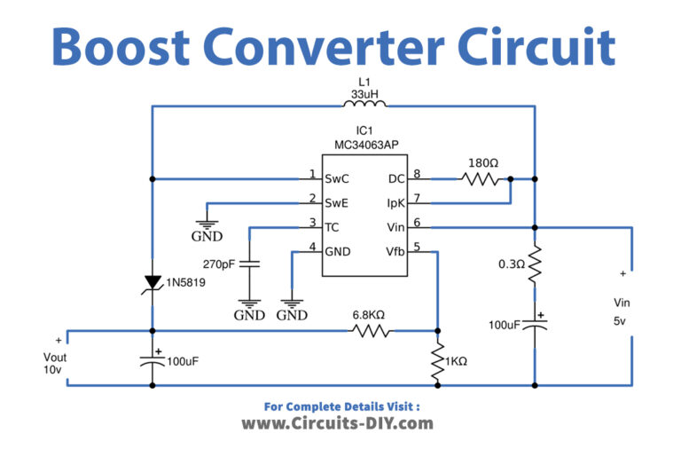 Boost Converter Circuit Using MC34063 IC