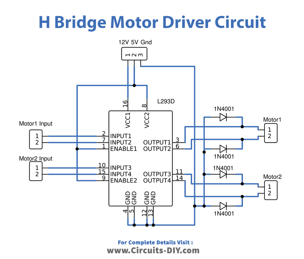 H-Bridge Motor Driver Circuit L293D