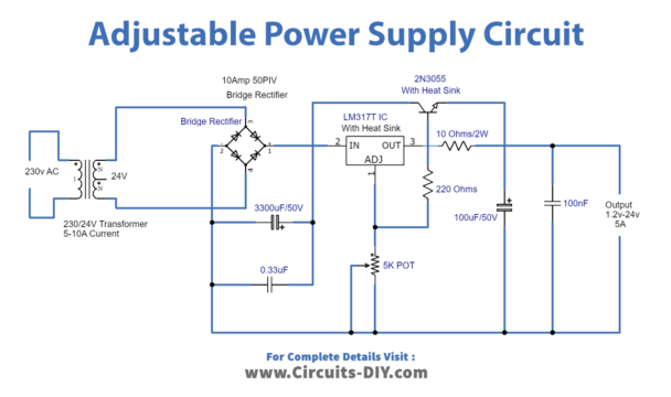 5A Variable OR Adjustable Power Supply LM317