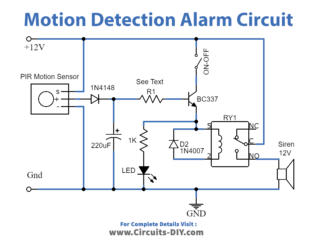 Motion Detector Alarm Circuit with PIR Sensor