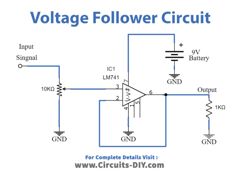 Voltage Follower Circuit Using Op Amp 741