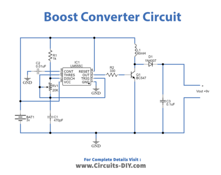 Boost Converter Circuit using LM555