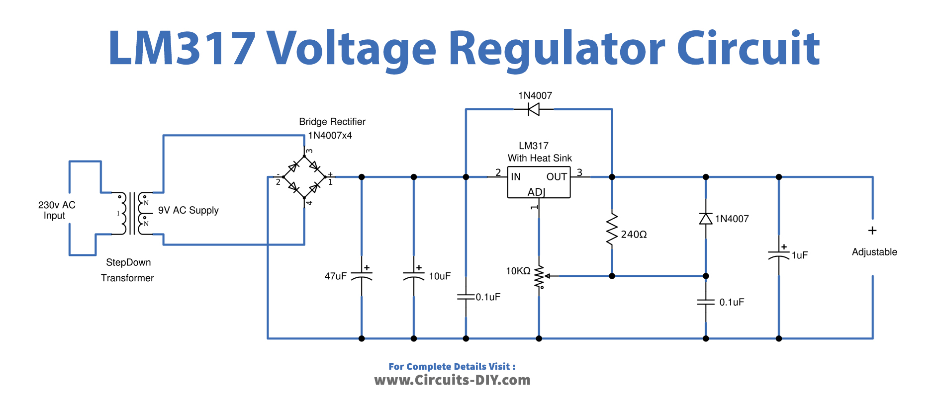 Variable Lm317 Voltage Regulator Circuit 