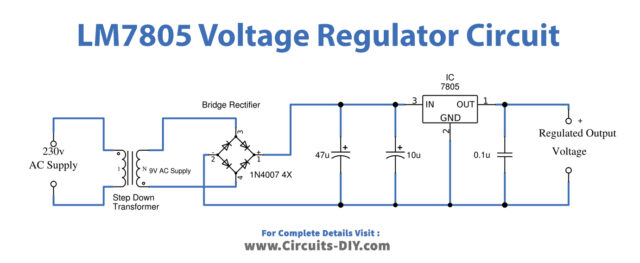 7805 5Volt Regulator Circuit Diagram