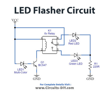 LED Flasher Circuit with Relay