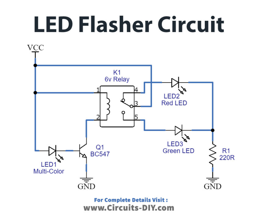 LED-flasher-Relay-circuit