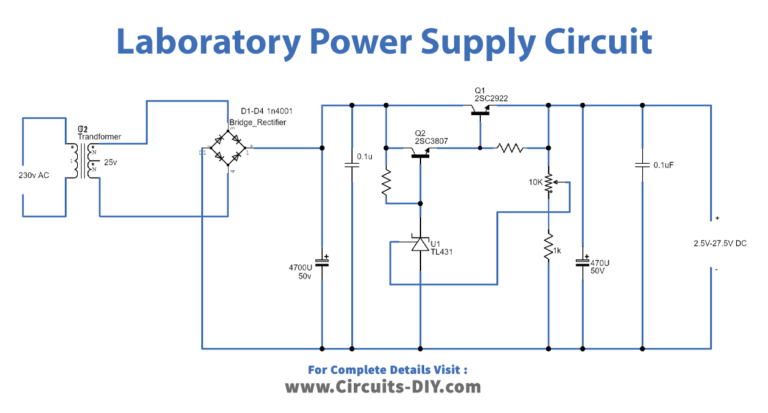 Laboratory Power Supply Circuit Using Transistors