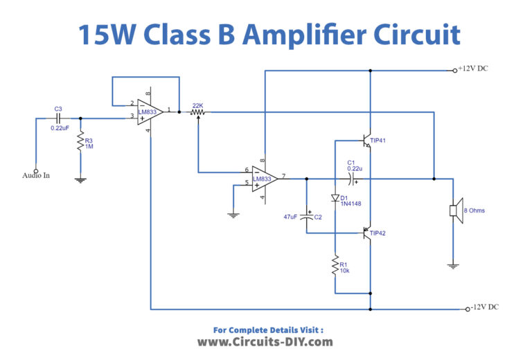 15Watt Class B Audio Amplifier Circuit