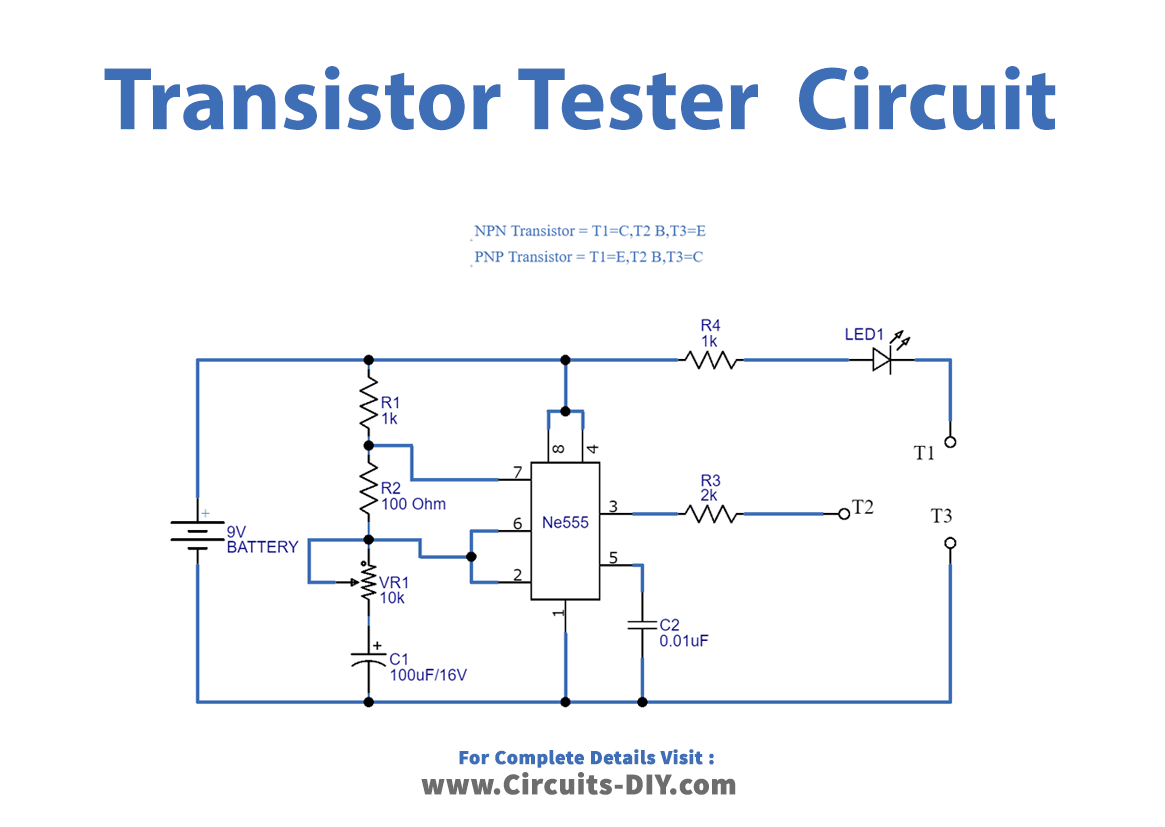 Transistor Tester Circuit Using Timer