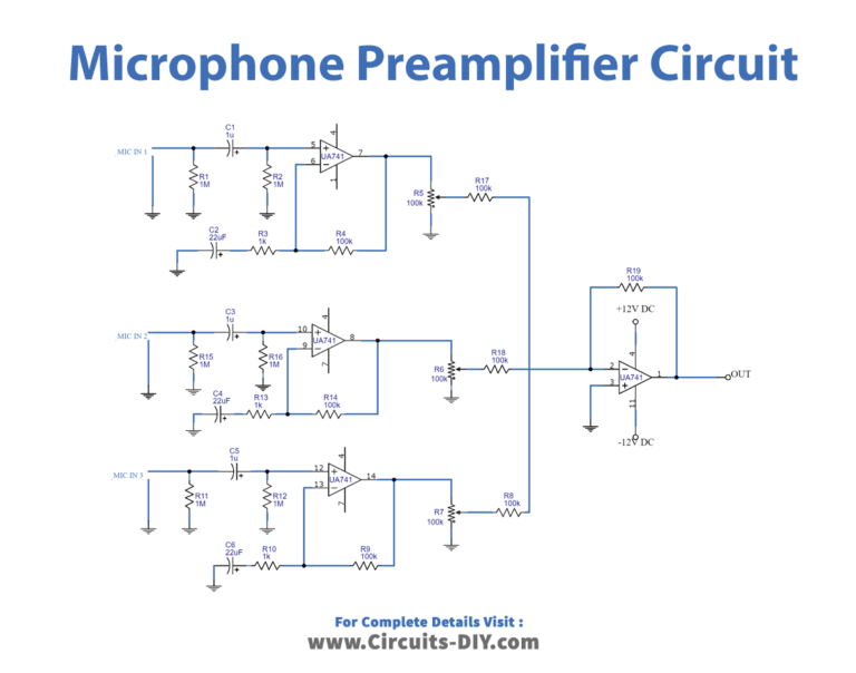 Three-Input Microphone Preamplifier Circuit - LM348