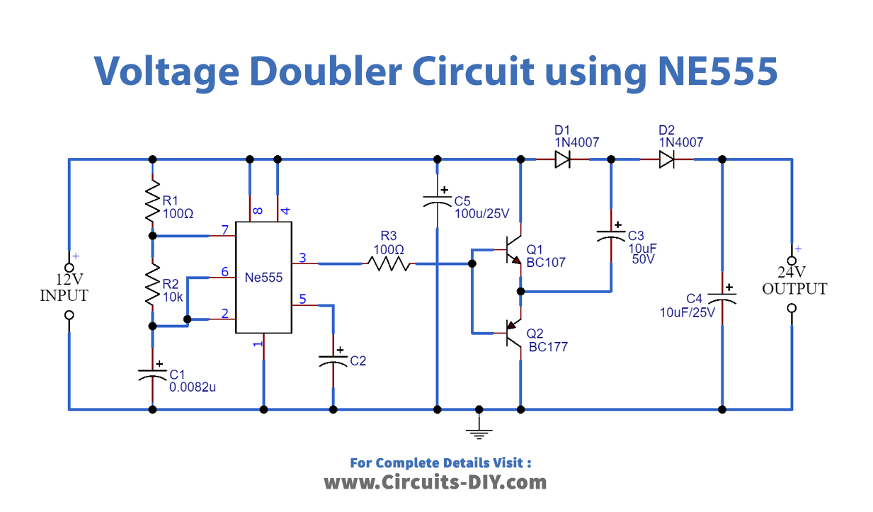 Voltage Doubler Circuit using NE555