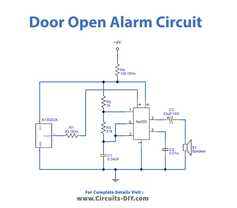 Door Open Alarm Circuit using Hall effect Sensor