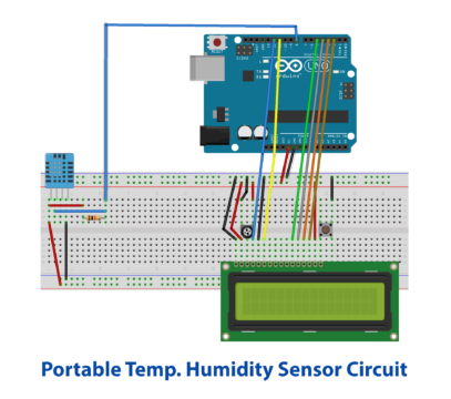 Portable Temperature/Humidity Sensor with LCD & Arduino