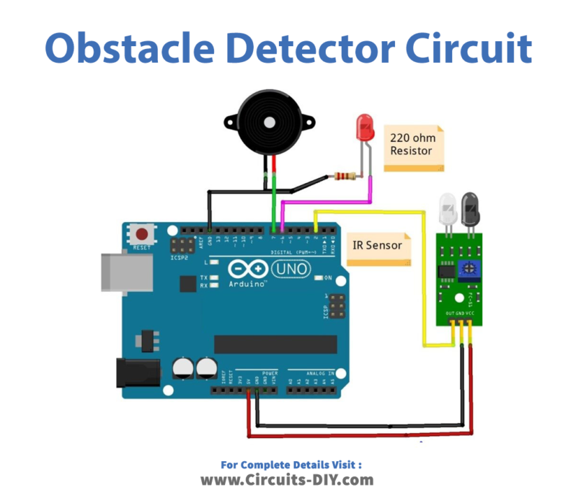 Infrared Sensor / Obstacle Detector Circuit Using LM358, Breadboard