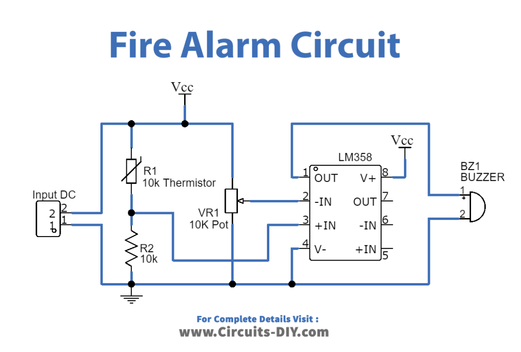 Simple Fire Alarm Thermistor Circuit Diagram