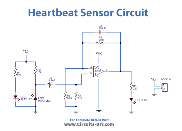 Heartbeat Sensor Circuit Using LM358 Electronics Projects