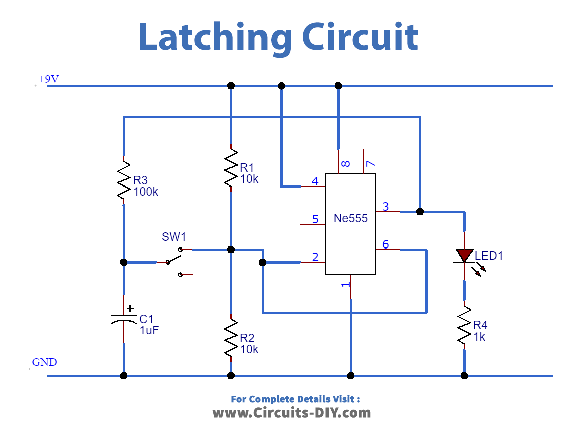 Simple Latching Circuit using 555 timer