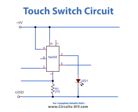 How to make Touch On Touch Off Switch using 555 timer