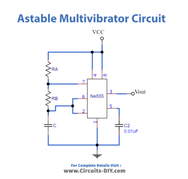 Astable Multivibrator using 555 Timer