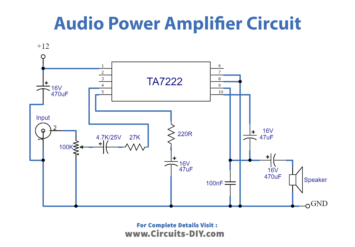 Audio Power Amplifier Circuit TA7222AP