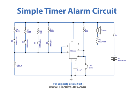 Timer Alarm Circuit using NE555