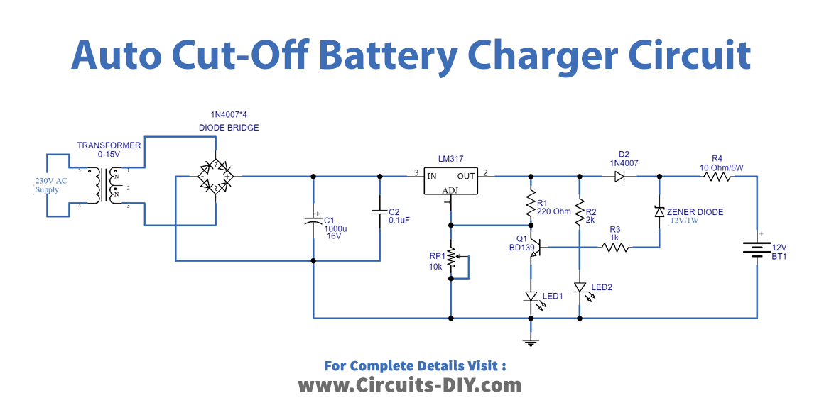 Battery Charger Circuit Diagram With Auto Cut-off, 52% OFF