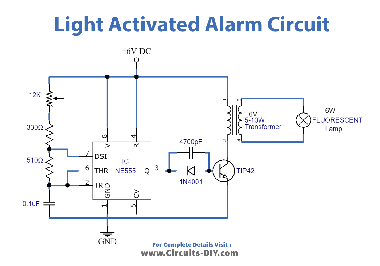 Light Activated Alarm Using 555 Timer