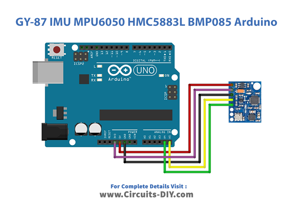 GY-87 IMU MPU6050 HMC5883L BMP085 Arduino