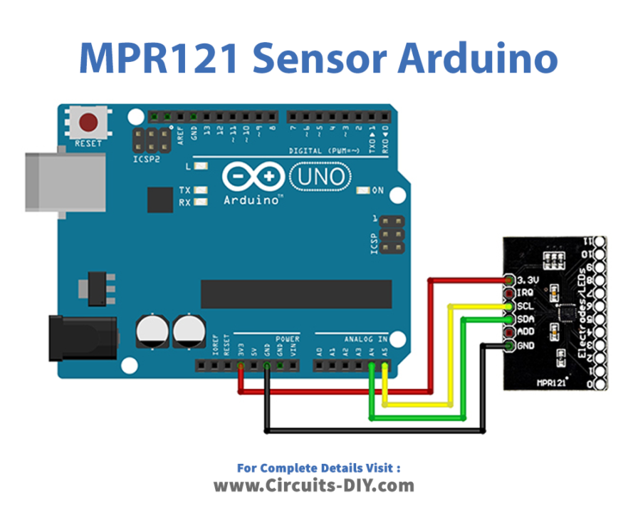 MPR121 Capacitive Touch Sensor Module Arduino Circuit