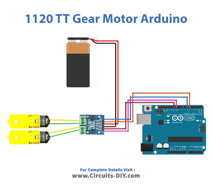 Single Axis 1120 TT Gear Motor Arduino Circuit