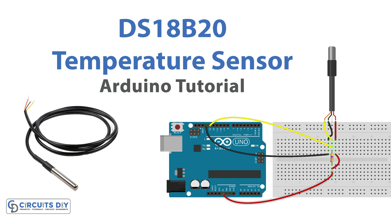 The circuit diagram of the temperature sensor DS18B20.