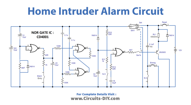 Home Intruder Alarm Circuit using CD4001