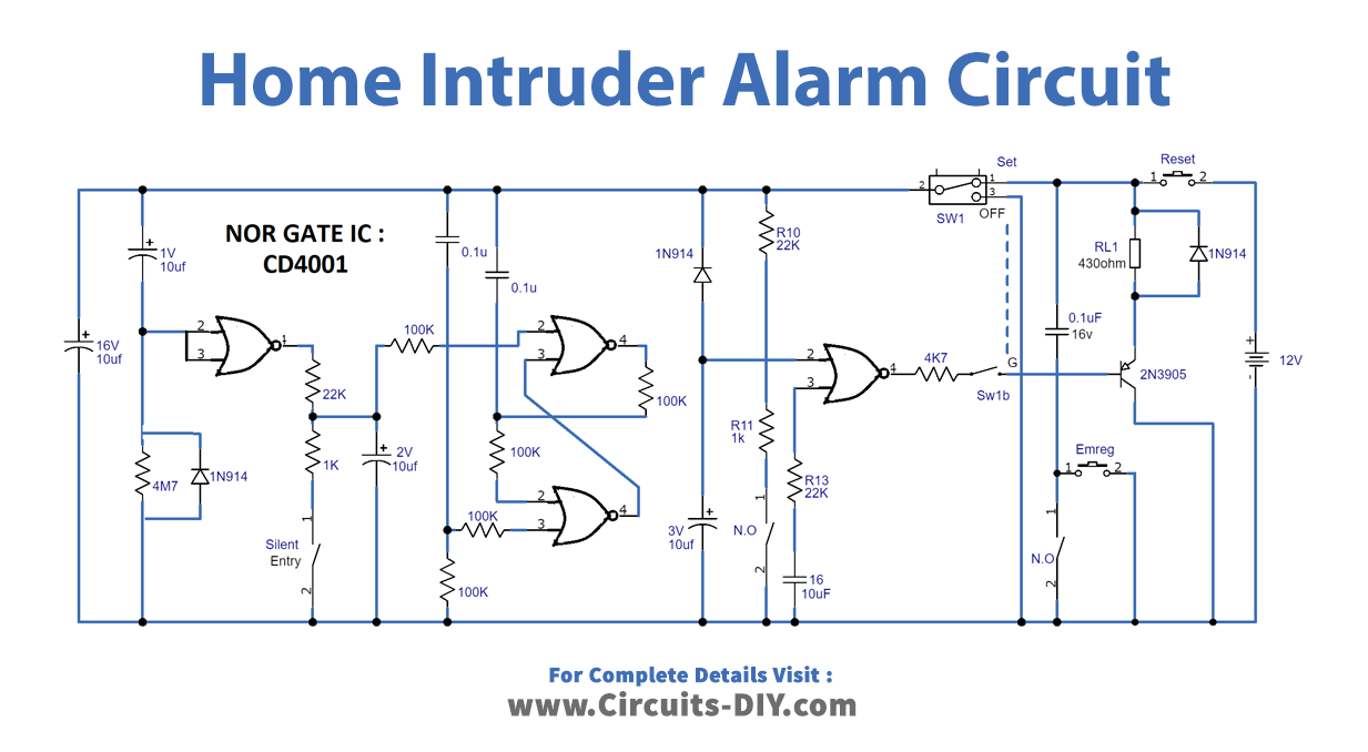 Home Intruder Alarm Circuit