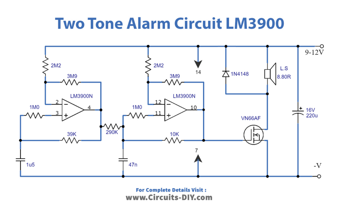 Two Tone Alarm Circuit LM3900
