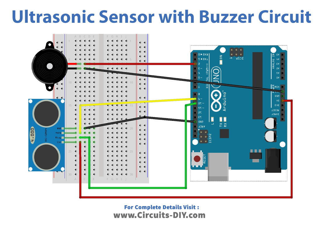 Ultrasonic Sensor With Buzzer Using Arduino