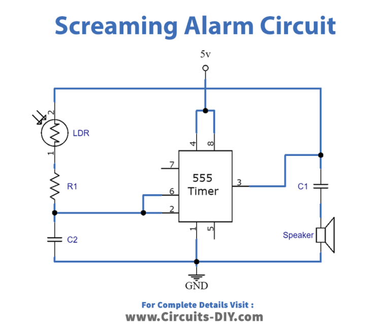 Screaming Alarm Circuit using IC 555