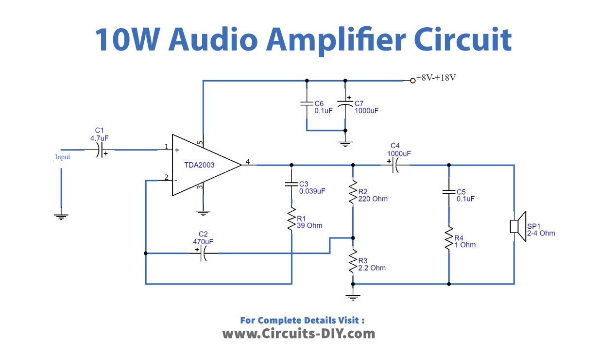 Tda2003 10w Audio Amplifier Circuit 6663