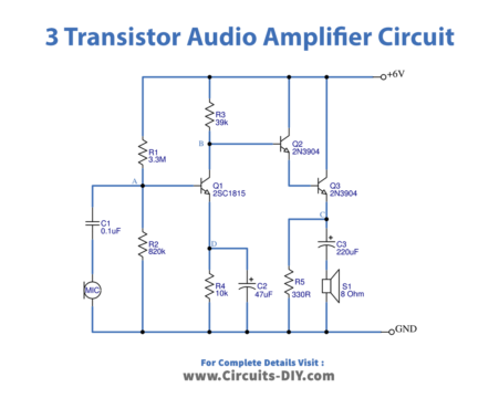 3 Transistors Audio Amplifier Circuits