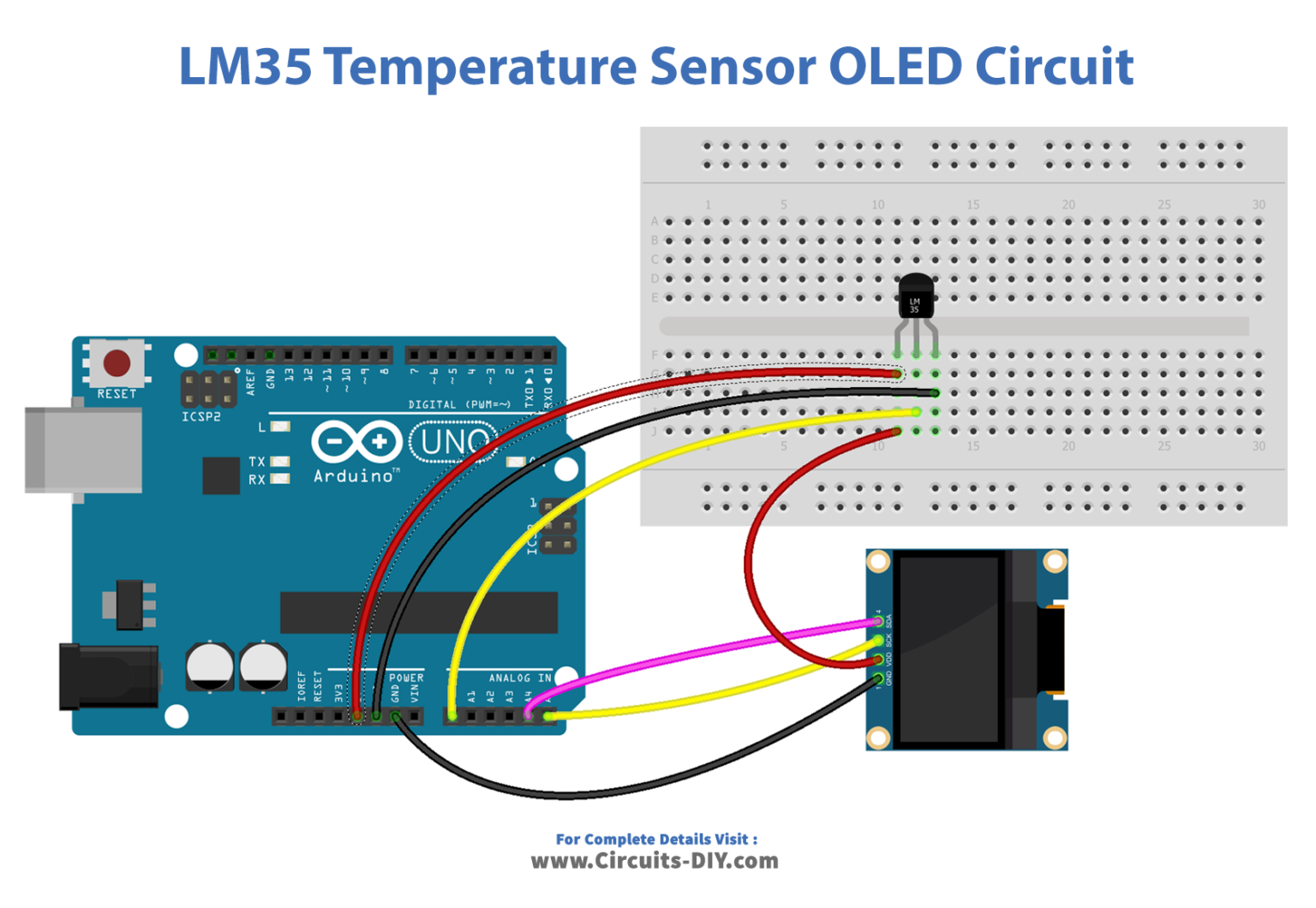 Display Temperature From Lm35 Sensor On Oled Arduino Tutorial