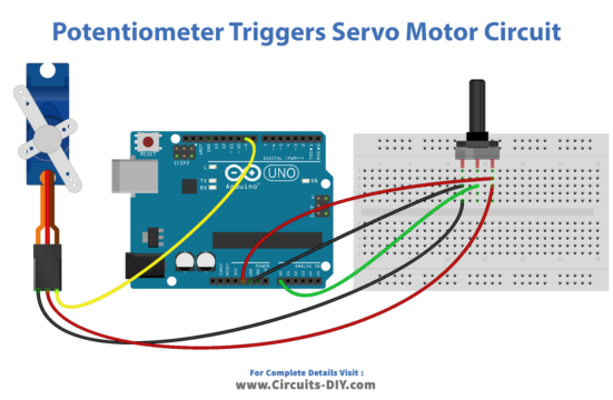 Potentiometer Triggers Servo Motor - Arduino Tutorial