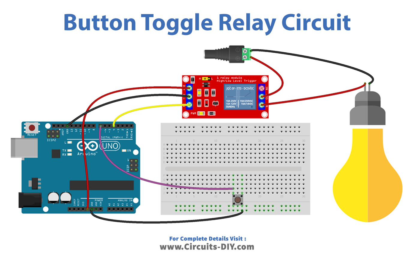 Button Toggle Relay Arduino Tutorial