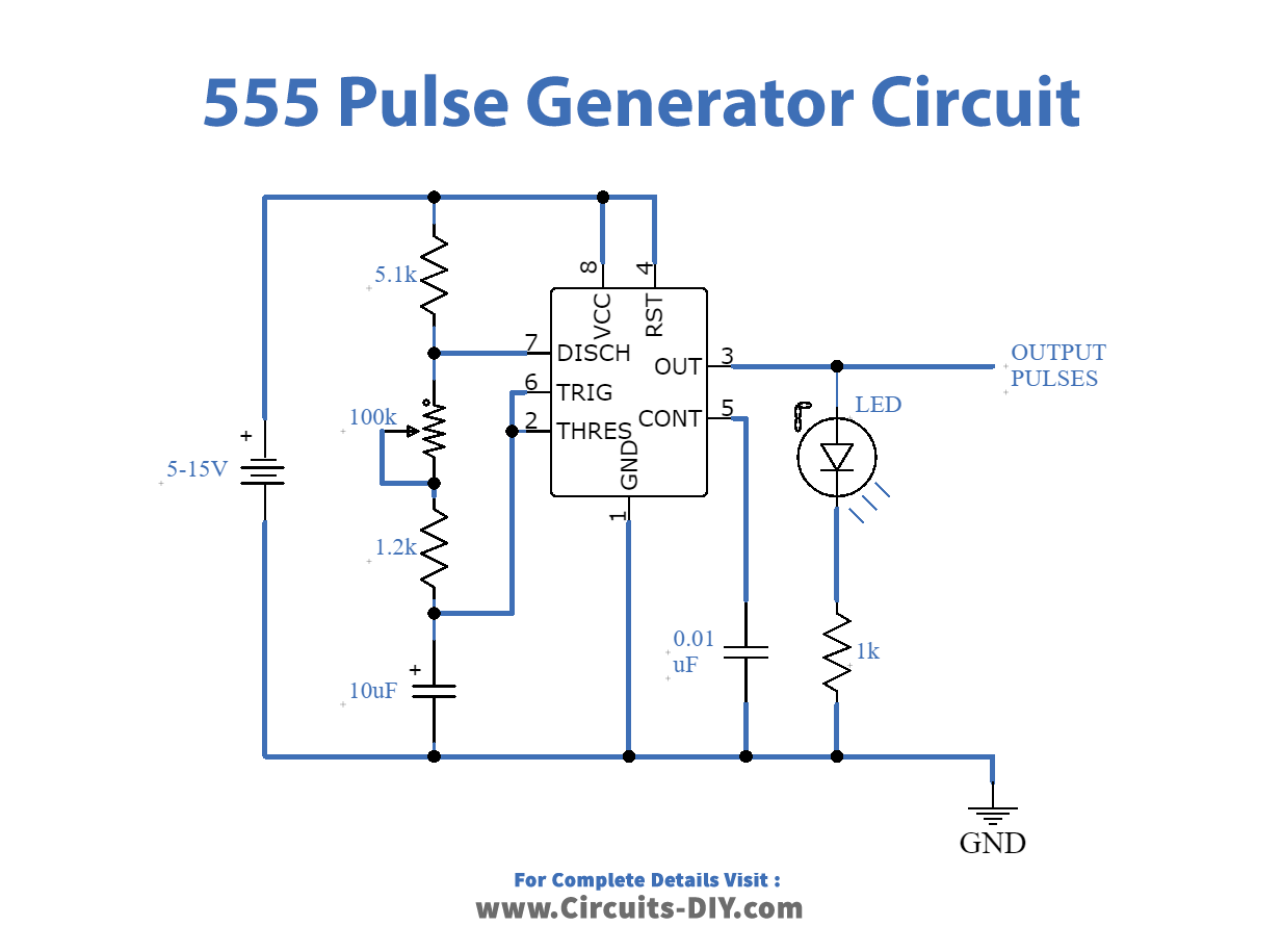 555 Pulse Generator Circuit - PWM