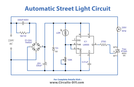 Automatic Street Light Using 555 timer IC