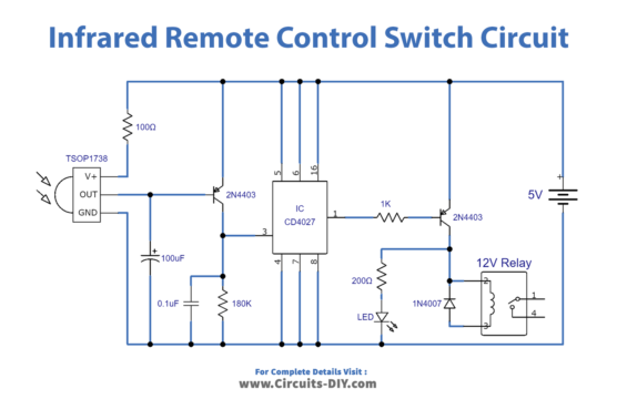 Infrared Remote Control Switch Using CD4027 IC