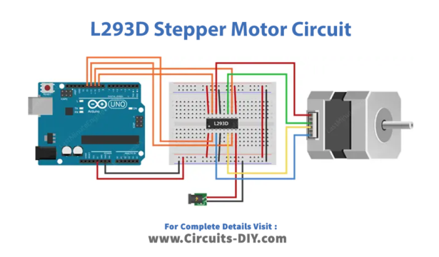 Control Stepper Motor with L293D Motor Driver IC & Arduino