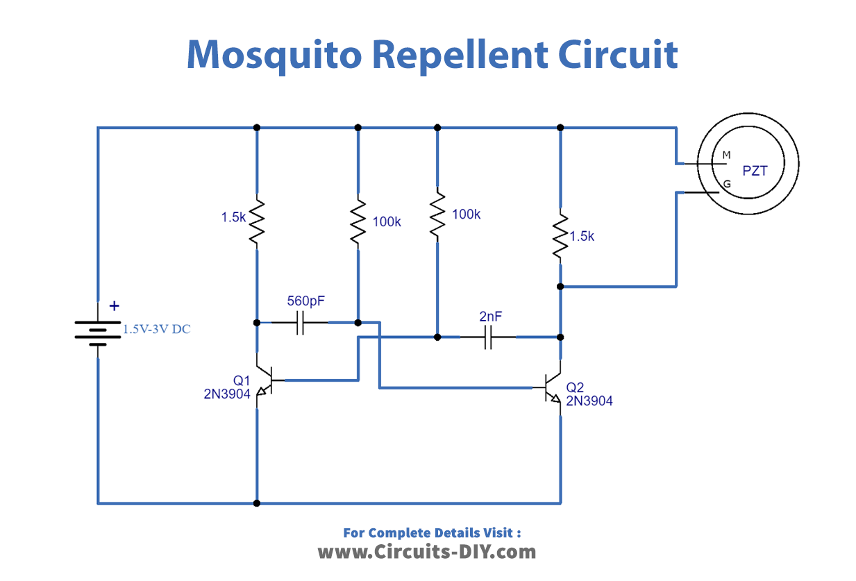 Mosquito Repellent Circuit Using Two Transistors