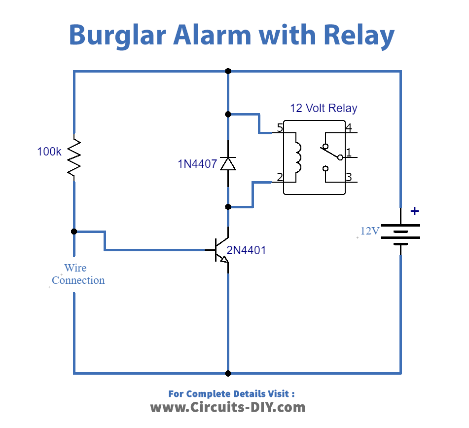 Simple Burglar Alarm with Transistor 2N4401