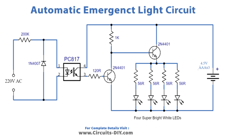 Simple Automatic Emergency Light Using Pc817 Optocoupler